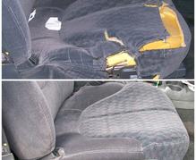 before and after of car seat upholstery repair